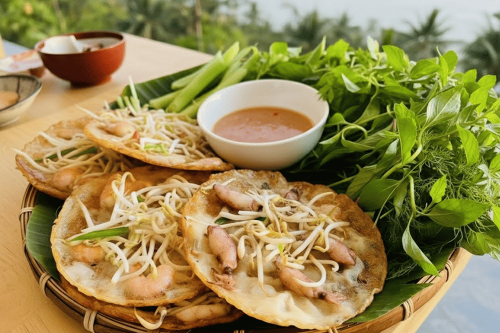 Bánh xèo mực thường được bán tại các hàng quán địa phương với giá rất phải chăng